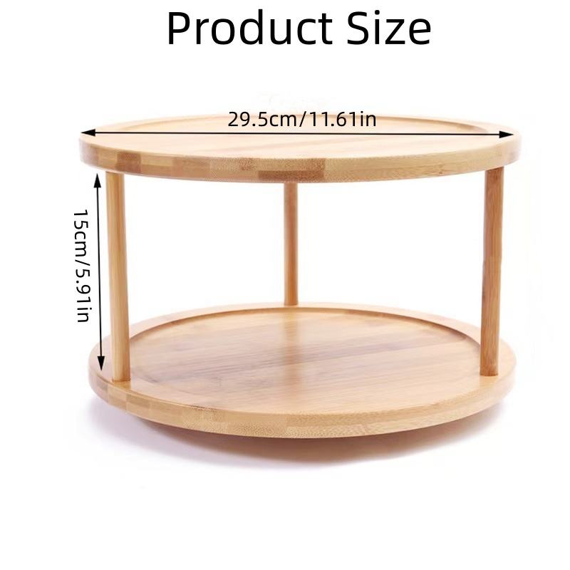 Rotating Bamboo Storage Rack with 360° Swivel Base, Space-Saving, Modern Design, Portable Holder for Kitchen/Living Room/Office