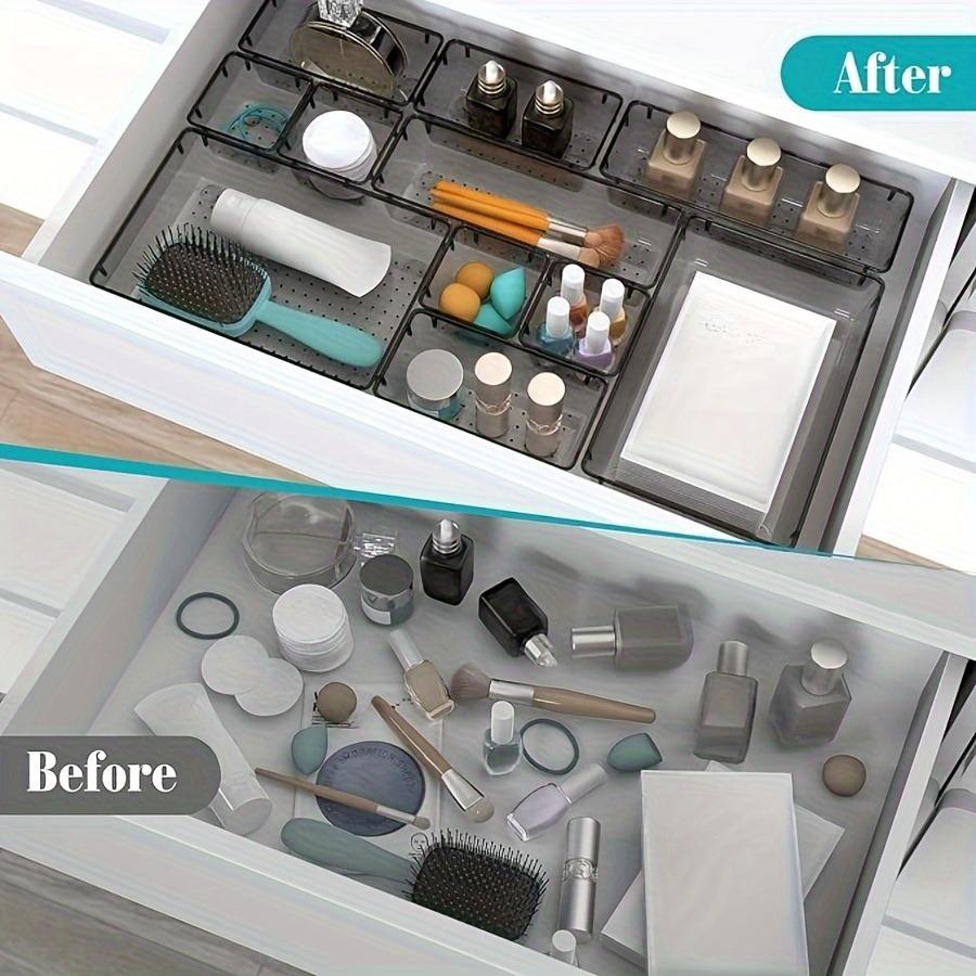 Stackable Clear Acrylic Kitchen Accessory Plastic Drawer Organizer Set of 4 Different Sizes for Cosmetics and Jewelry