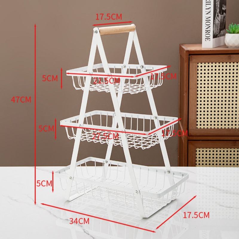 Metal Standing Fruit and Vegetable Basket with Portable Handle