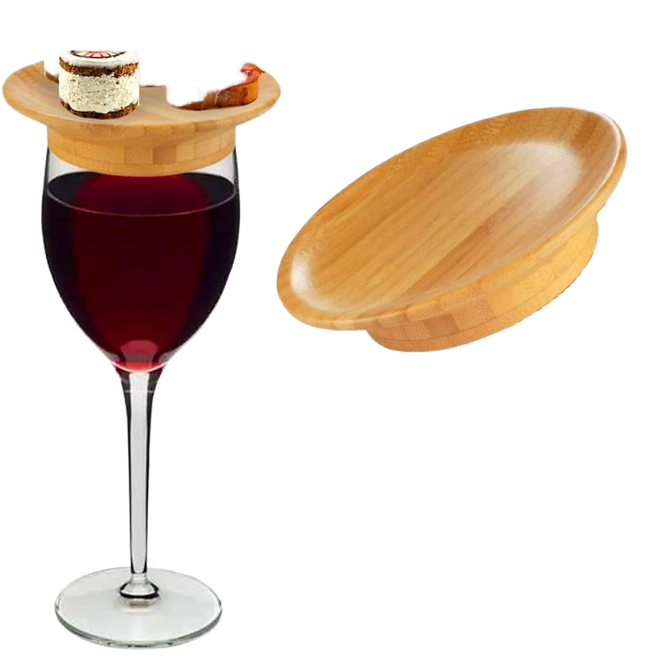 Bamboo Round Wine Glass Cover Charcuterie Board Topper Special Appetizer Plate for Family Gatherings Bars Restaurants