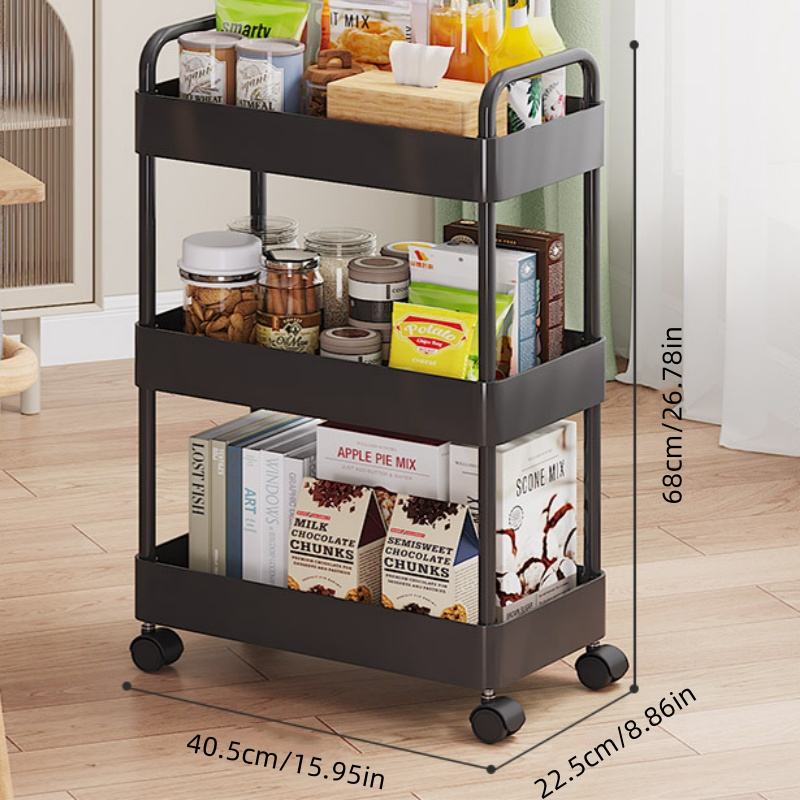 Multifunctional Metal Cart with 3/4 Layers, Easy to Assemble, Rolling Cart, Suitable for Kitchen/Bathroom/Laundry Room