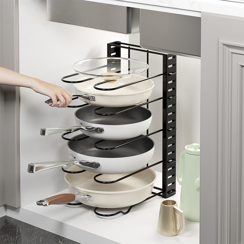 8 Tier Pot and Pan Organizer Rack with 3 DIY Methods, Adjustable Organizer for Pots, Pans, and Lids