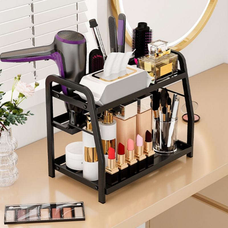 Multilayer Metal Shelf Cosmetic Organizer for Kitchen, Bathroom, and Dresser