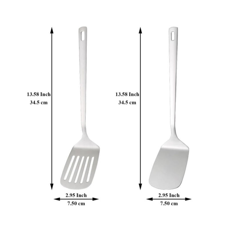2-Pack Stainless Steel Spatula Set for Non-Stick Pans, Dishwasher Safe, Easy to Clean