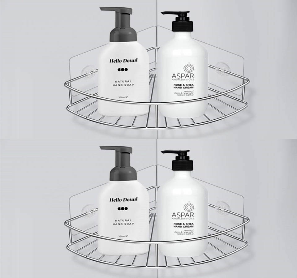 Stainless Steel Bathroom Corner Shelves Kitchen Shelf Bathroom Wall Shelf Space Saver with Adhesive