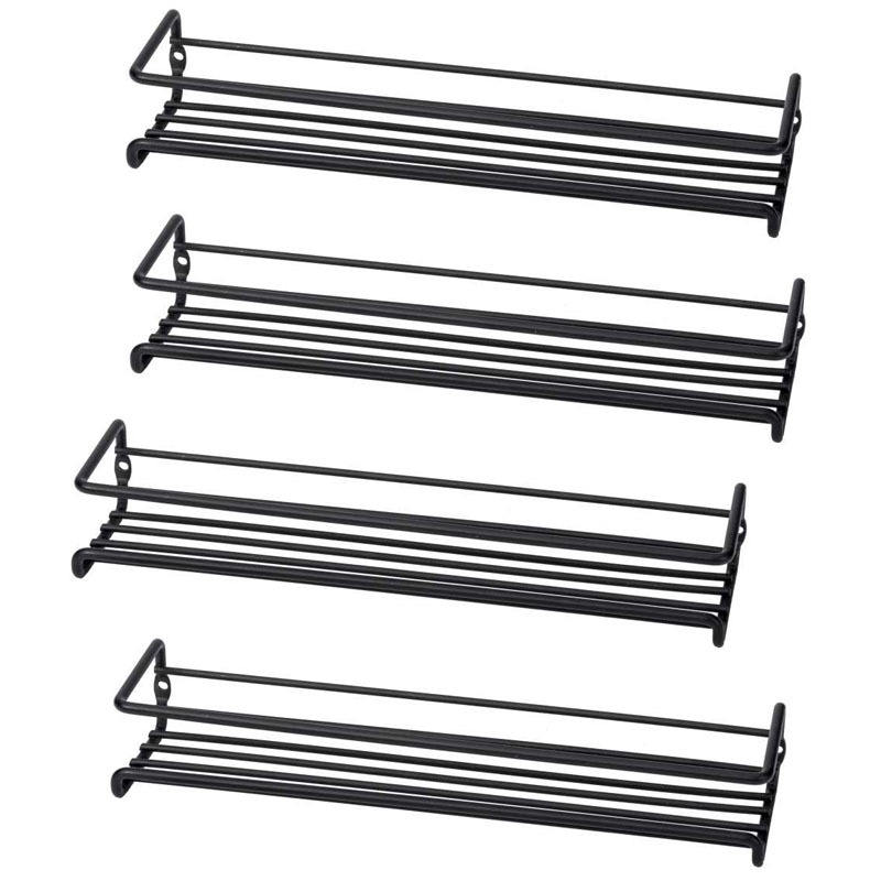 Kitchen Set with 2 Black Wall Mount Spice Jar Rack Organizer Metal Spice Rack for Cabinet Door