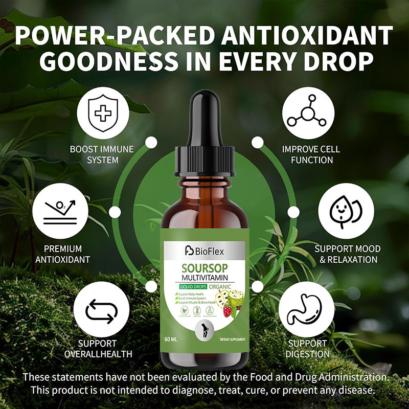 Bestseller: 60ml Pure Organic Soursop Graviola Leaf Extract in Liquid Drops with Multivitamins for Immune Support
