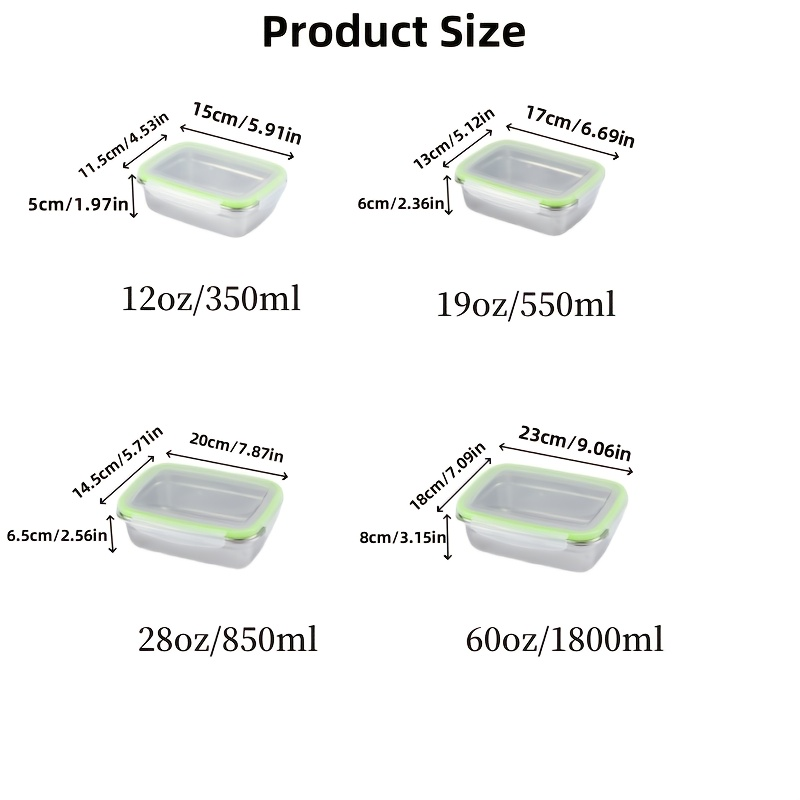 Stainless Steel Food Storage Container with Lid for Kitchen/Breakfast/Travel