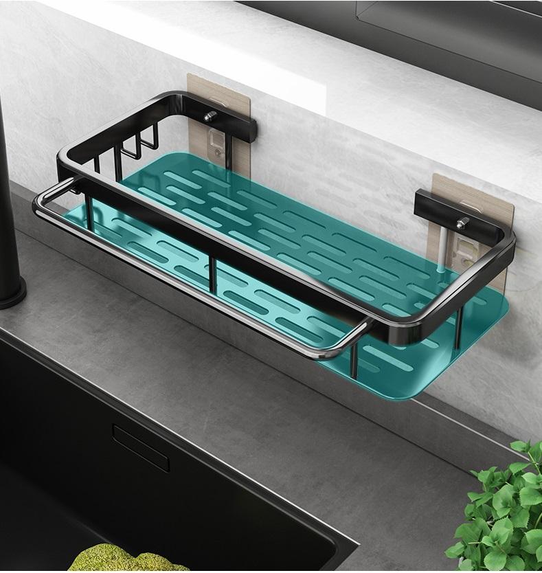 Kitchen Sink Shelf Organizer Soap Sponge Holder Drain Rack Storage Basket