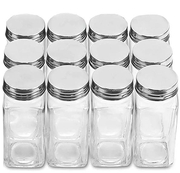 Square Spice Jars with Bamboo Lid - Set of 12/24PCS