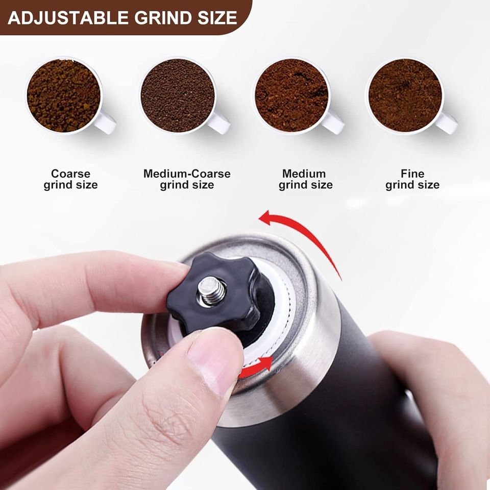 Adjustable Commercial Hand Coffee Grinder in Stainless Steel with Manual Bean Grinder and Ceramic Burr