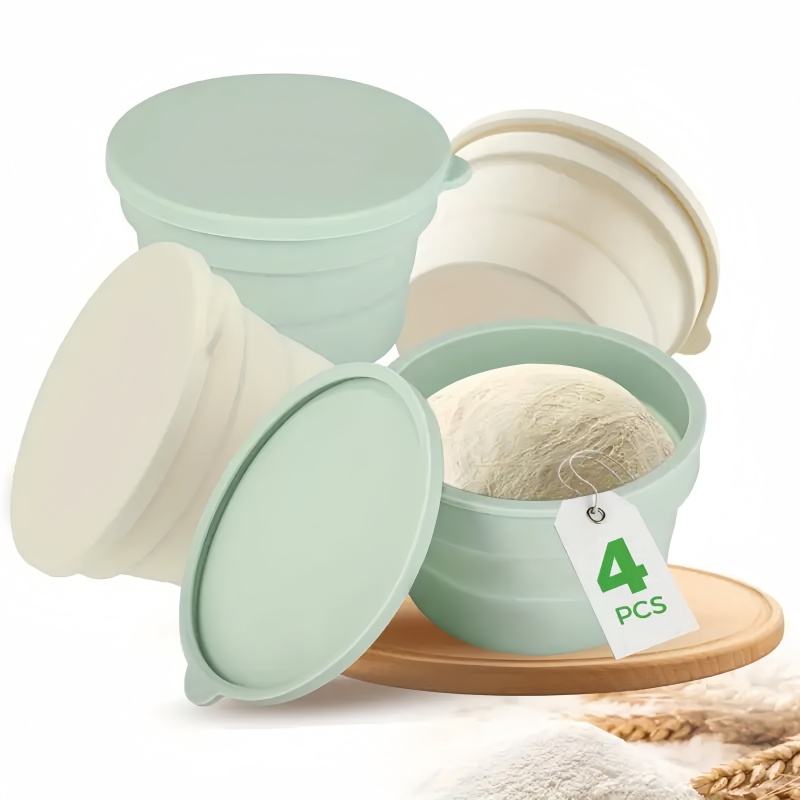 Collapsible Silicone Pizza Dough Container with Lid