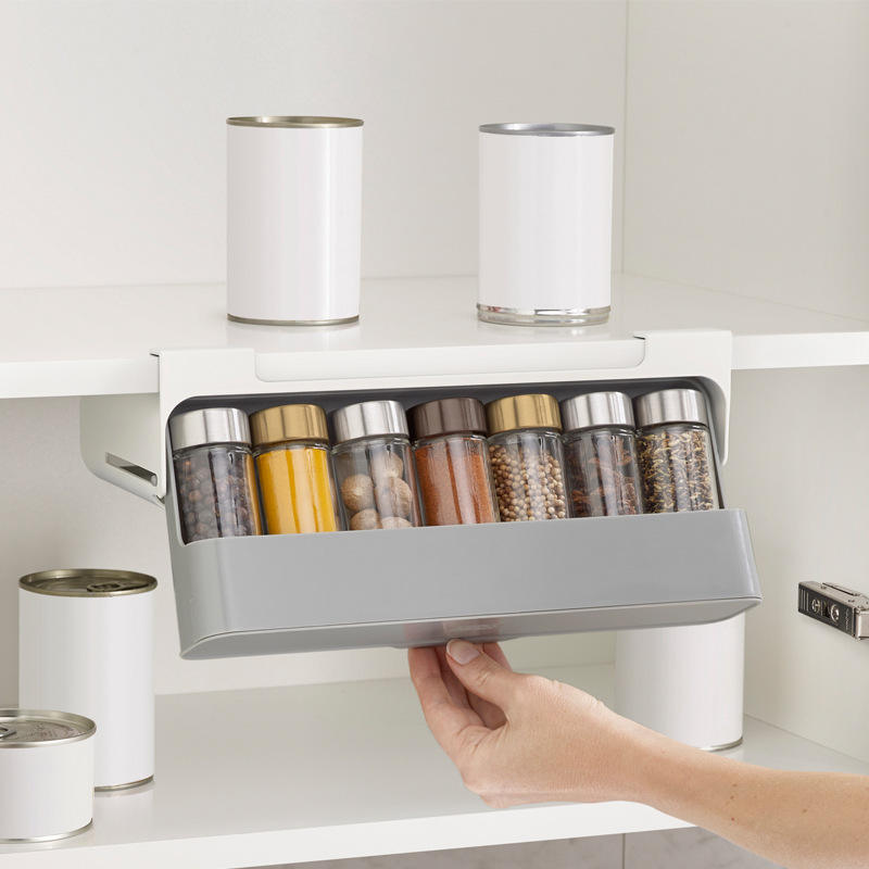 Rotating Wall-Mounted Plastic Spice Rack for Kitchen