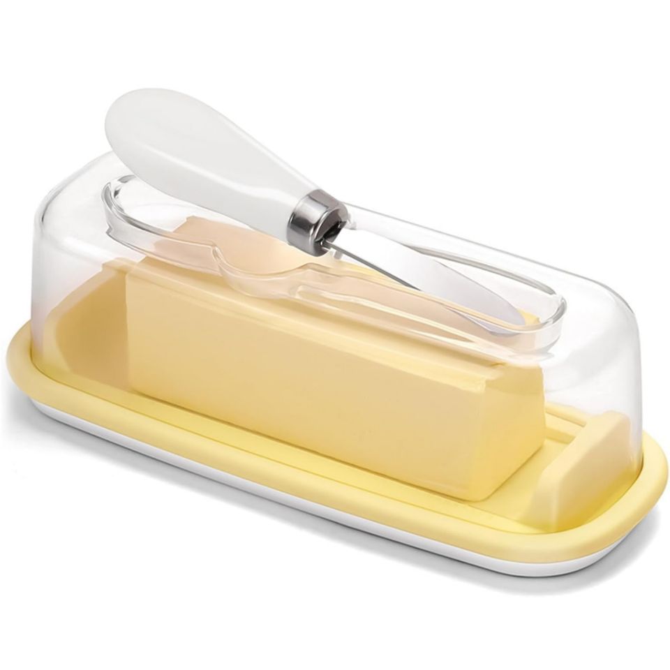 Butter Cheese Box Stainless Steel Knife ABS Fresh Storage for Countertop Fridge Cheese Butter Dish Lid Butter Cutter