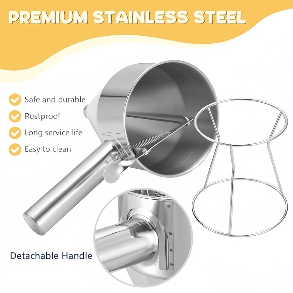 Stainless Steel Funnel for Cupcakes, Waffles, Cakes, Batter, Handheld Pancake Batter Dispenser and Mixer