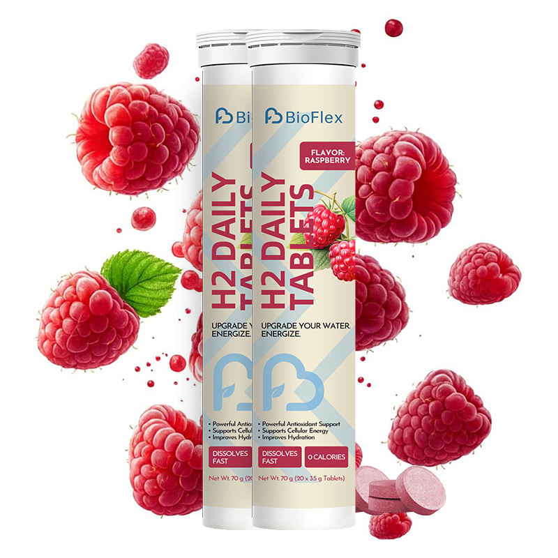 BioFlex OEM Private Label Raspberry Flavor Fast Dissolving H2 Molecular Hydrogen Water Tablets Organic Natural Vegan for Adults