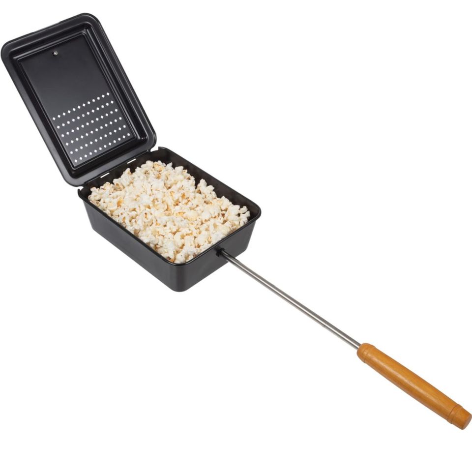 Old Fashioned Popcorn Maker with Nonstick Surface and Extended Handle for Campfire Cooking