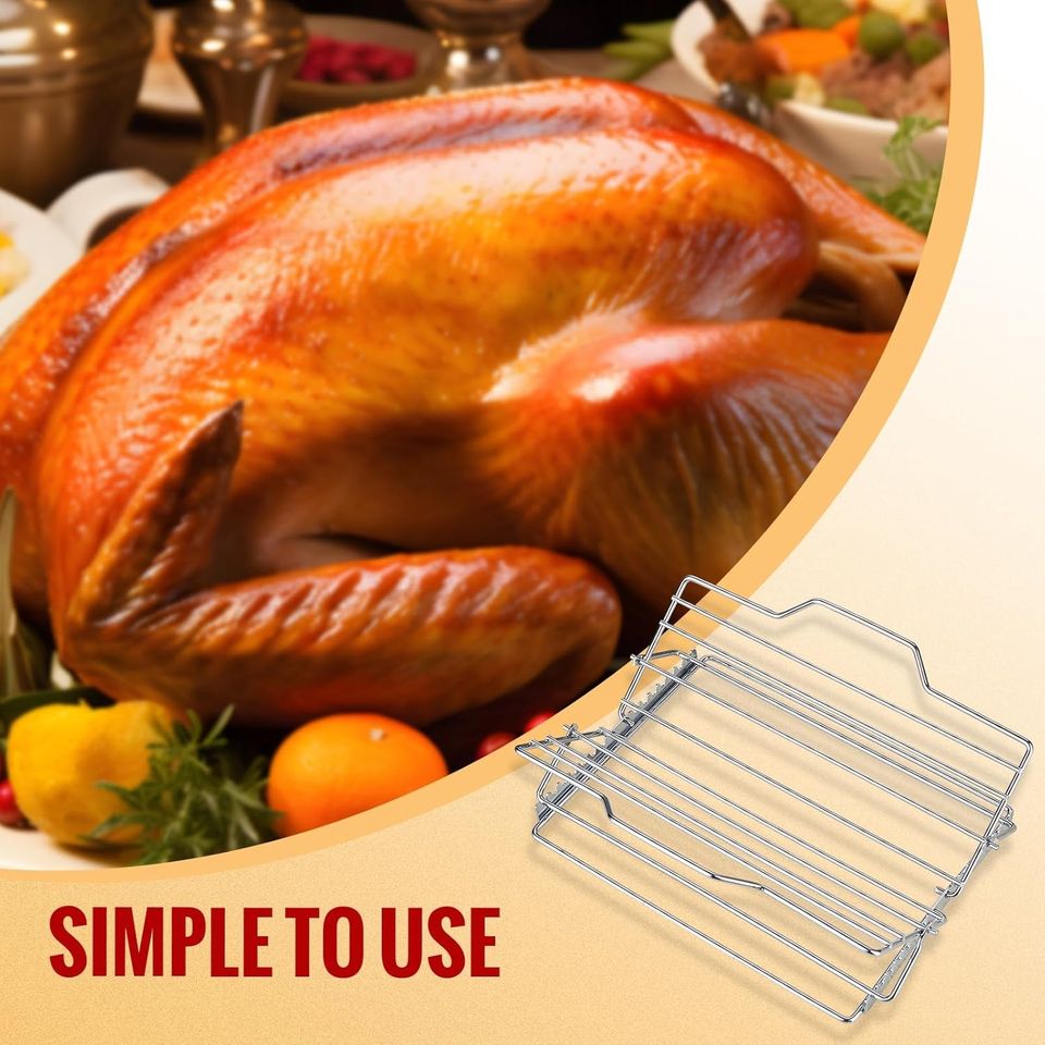 Adjustable Folding V-shaped Stainless Steel Roasting Rack
