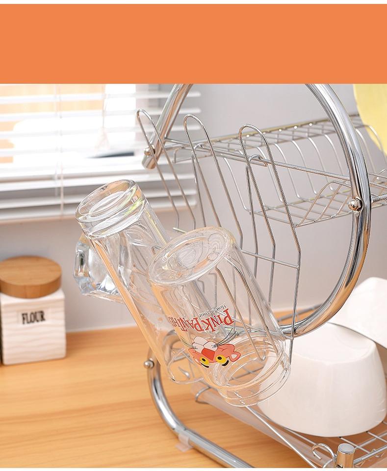 Double Layer Stainless Steel Dish Drainer Rack