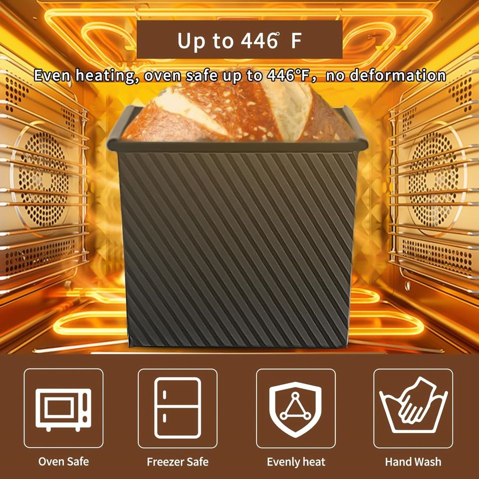 1lb Carbon Steel Loaf Pan with Non-Stick Coating and Lid