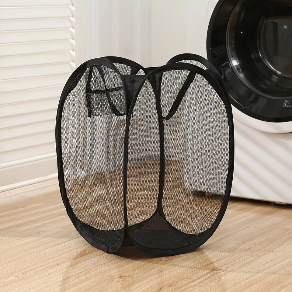 Portable Mesh Pop-Up Laundry Basket with Handle