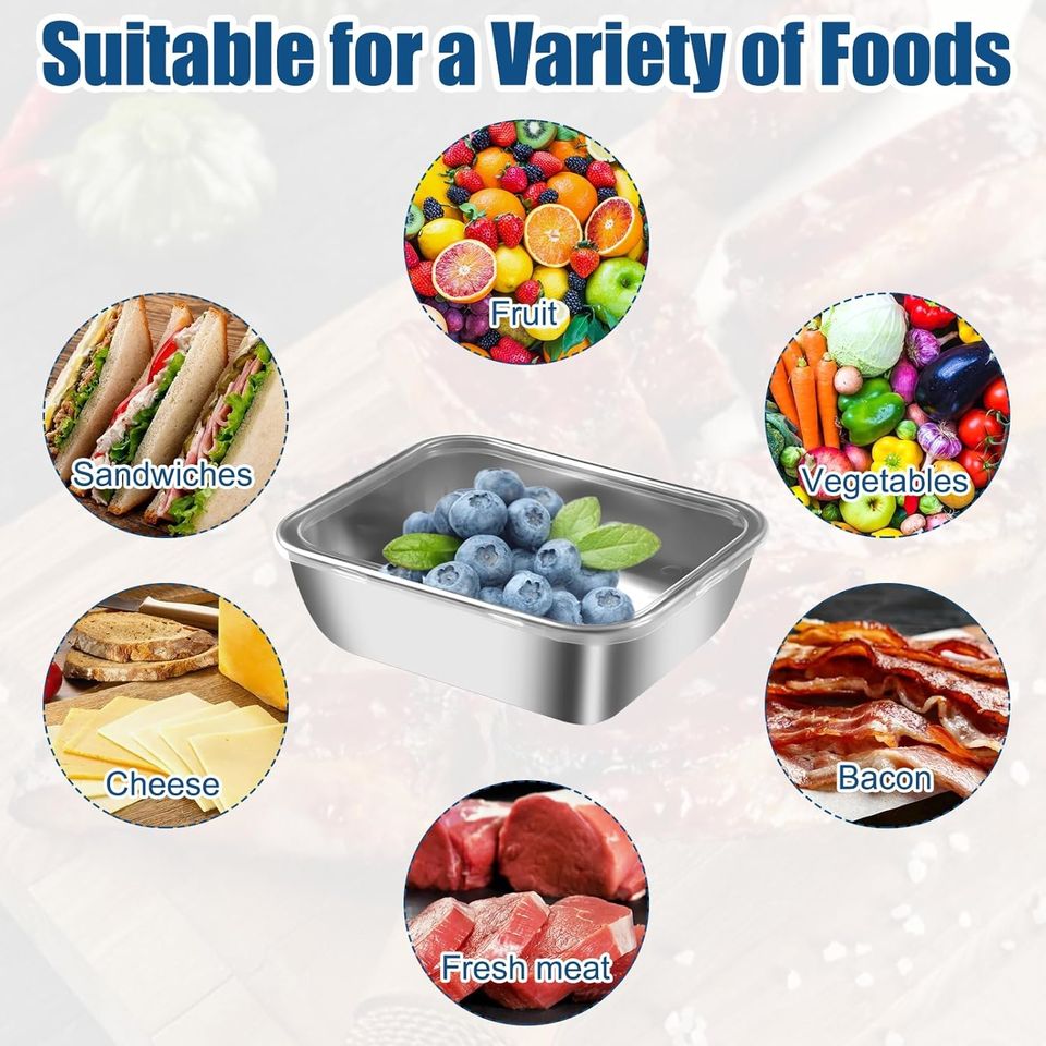 Stainless Steel Leak-Proof Lunch Box Set for Camping, Picnics & School with Stackable Reusable Containers and Lids