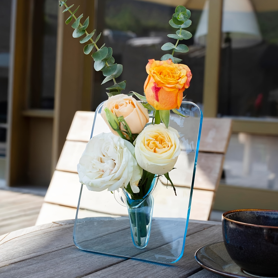 Modern Elegant Single Flower Holder with Photo Frame Design Crystal Acrylic Vase for Home Table Decoration