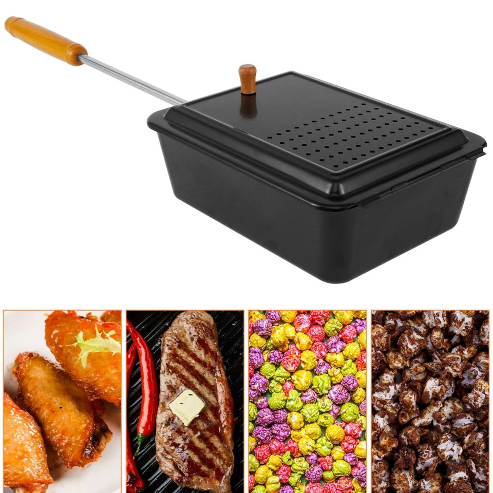 Old Fashioned Popcorn Maker with Nonstick Surface and Extended Handle for Campfire Cooking