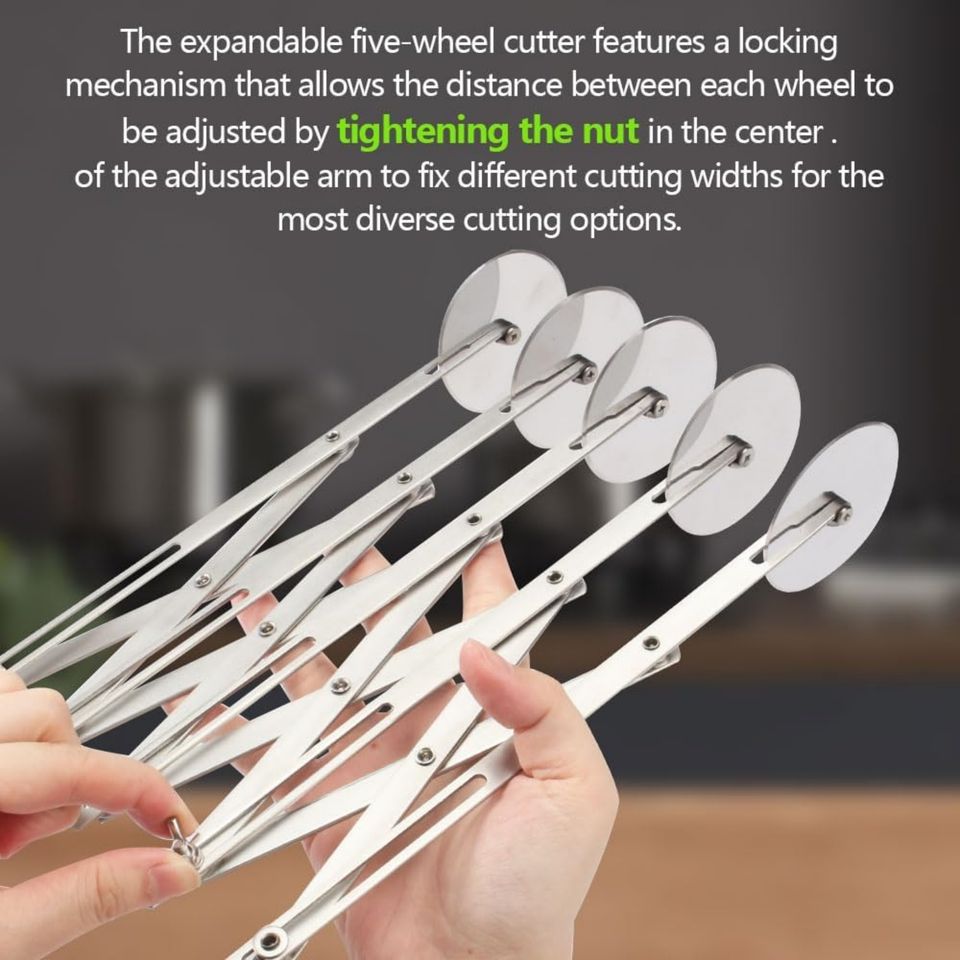 Stainless Steel Environmentally Friendly Dough Cutter Baking Tool Dough Divider 7 Wheels Flexible Roller Rounder Box