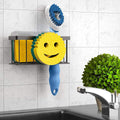 Smiley-Sponge Holder, Kitchen Sink Organizer with 2 Suction Cups/1 Adhesive Strip, Sink Drain Rack