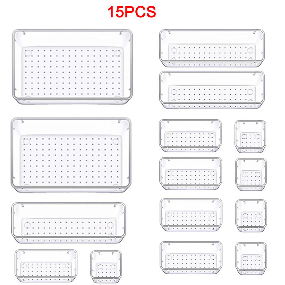 Drawer Organizer Set - Multifunctional Plastic Bathroom and Vanity Drawer Organizer Tray Set