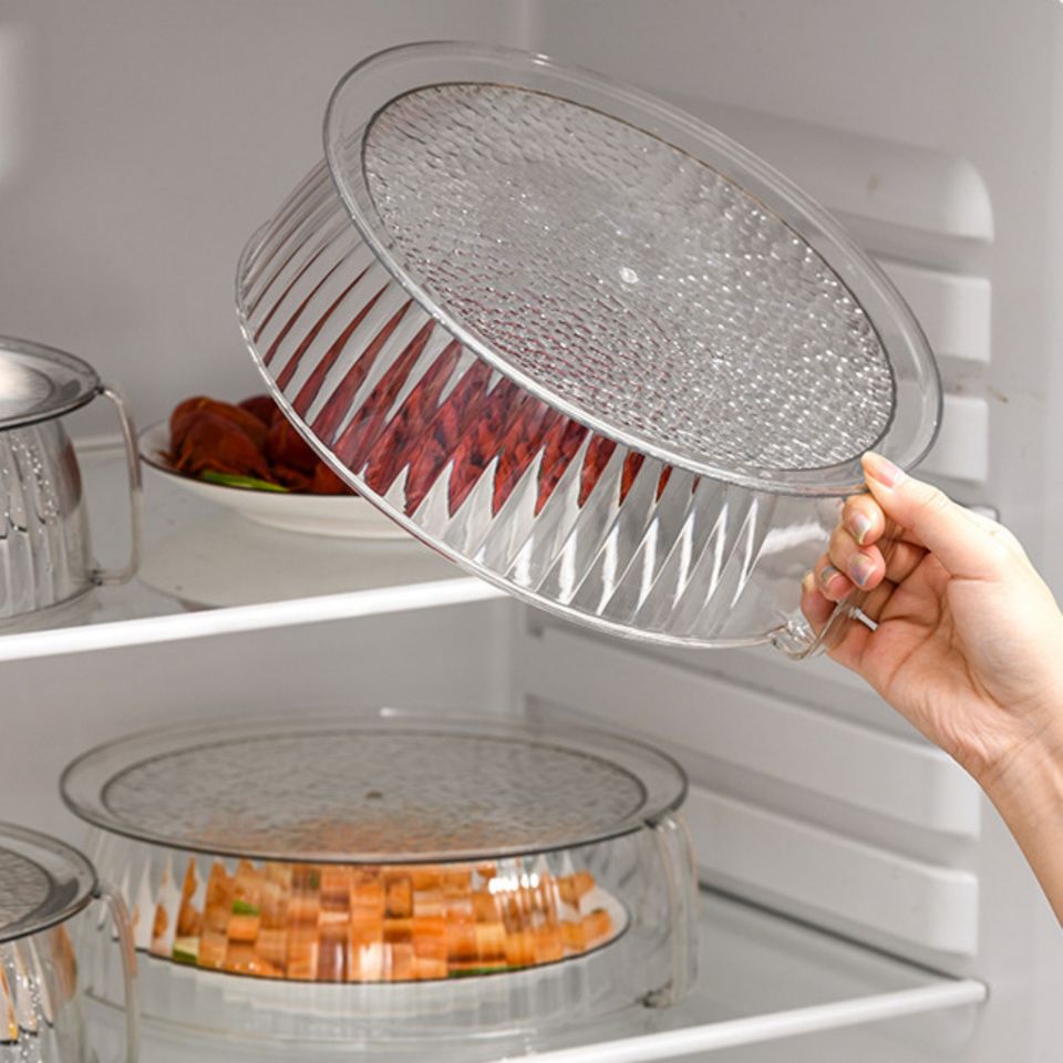 Reusable Stackable Round Transparent Food Cover Heat-Resistant Plastic Lid Organizer Kitchen Fly Protection