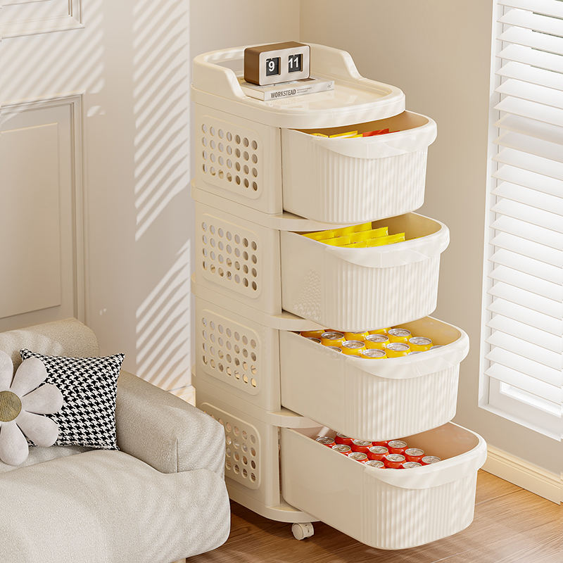 Portable Home Snack & Toy Organizer Rack Multi-level Storage Shelves Floor Standing Kitchen Bathroom Storage Cabinet Cart Style
