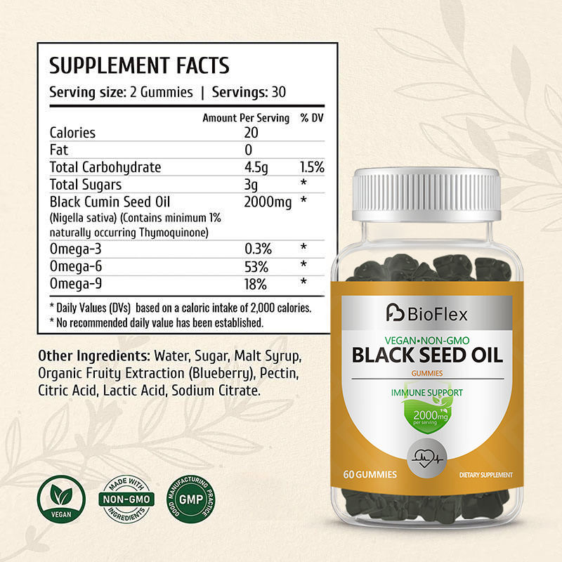 Halal Vegan Organic Black Seed Oil Extract Gummies