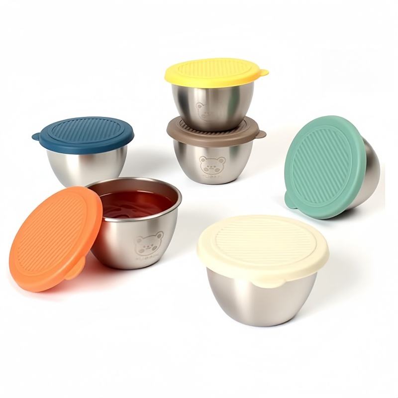 Salad Dressing Container with Leakproof Silicone Lids, Perfect for Lunchboxes, Picnics, Meal Prep, and Storage