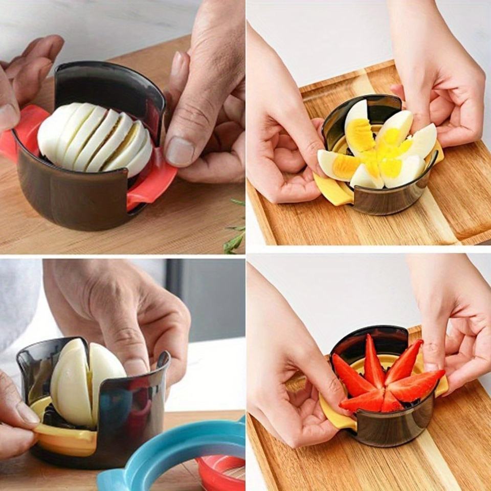 4-in-1 Multifunctional Egg Slicer, Easy to Use, Multicolored Egg Cutter, Handy Fruit Cutter for Strawberries and Kiwis