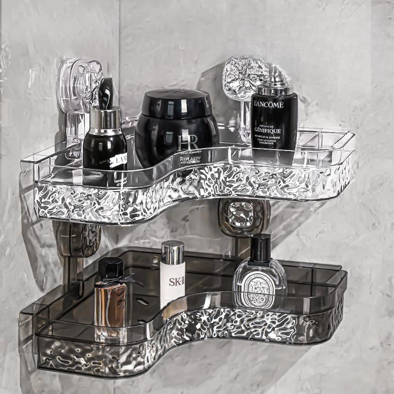 Bathroom Shelves Bathroom Storage Organizer for Home Drill-Free Wall-Mounted Tripod Storage Rack Corner Shelf