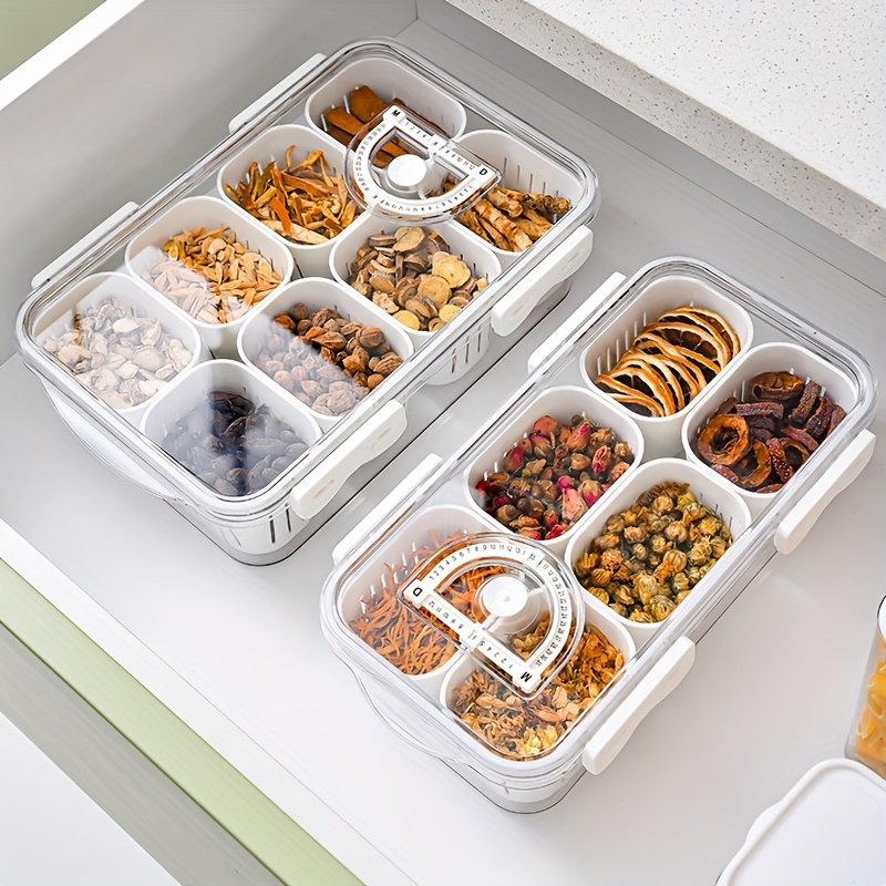 Nordic Kitchen Spice Box with 6 Compartments and Drainage Function