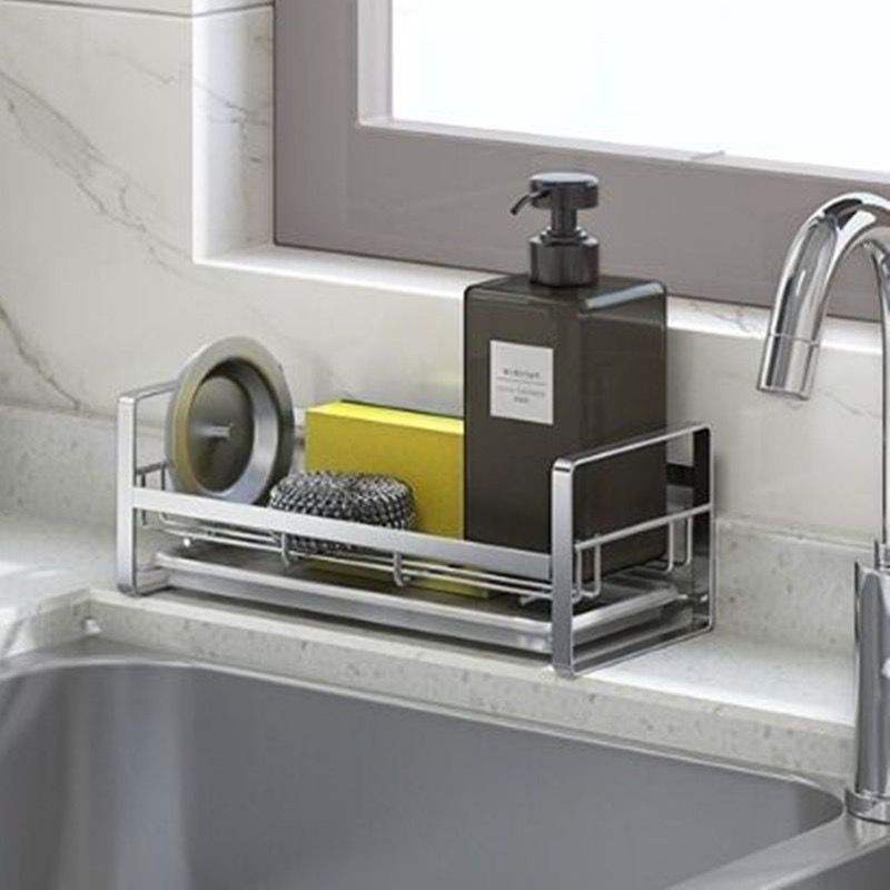 Stainless Steel Black Metal Kitchen Sink Caddy Hardware Organizer with Drain Pan