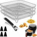 Stackable Hot Air Fryer Basket with Silicone Feet and 1 Pair of Tongs, Accessory Basket for Air Fryers, Ovens, and Pressure Cookers