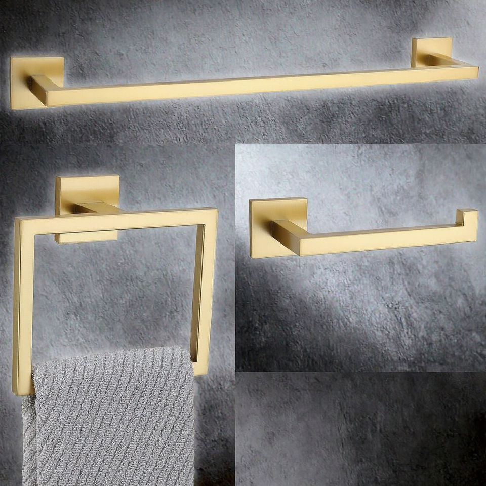 Luxury Shower Towel Holder Tissue Holder Bathroom Hardware Gold Stainless Steel Wall Mount