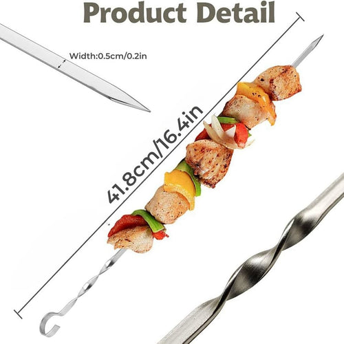 8-Piece Stainless Steel Grilling Skewers Set