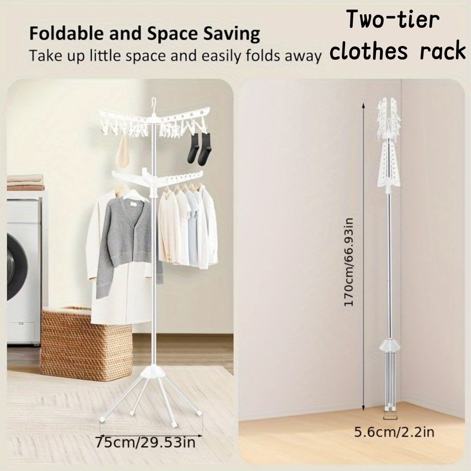 Foldable Multifunctional Laundry Dryer with Rotating Clothes Hanger Arms