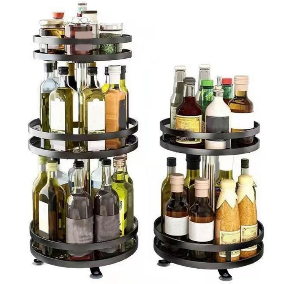 Rotating Kitchen Spice Rack Organizer with Shelf and Cabinet Holders Lazy Susan