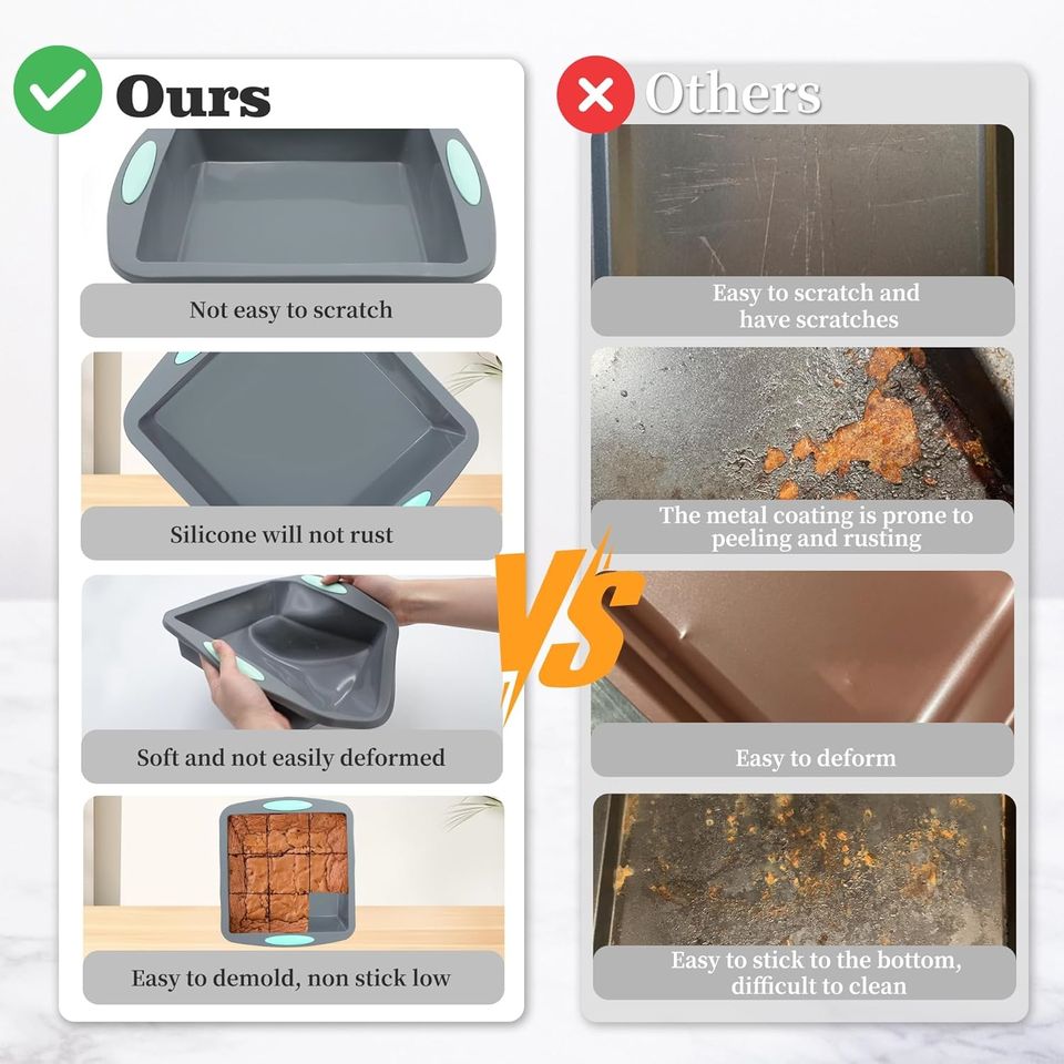 Silicone Baking Molds for Cakes, Air Fryer Silicone Molds for Muffins, Cupcakes, Puddings, Tarts, and Custards