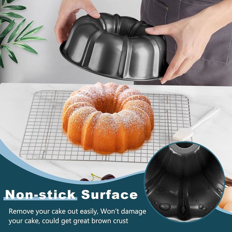9.4-Inch Metal Non-Stick Cake Mold Tube Pan Baking Tray Essential Cake Tool with Perfect Style