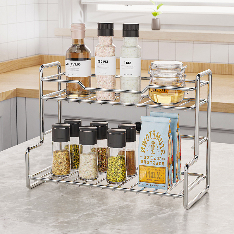 Modern Two-Tier Metal Storage Shelf for Bedroom, Kitchen, and Bathroom