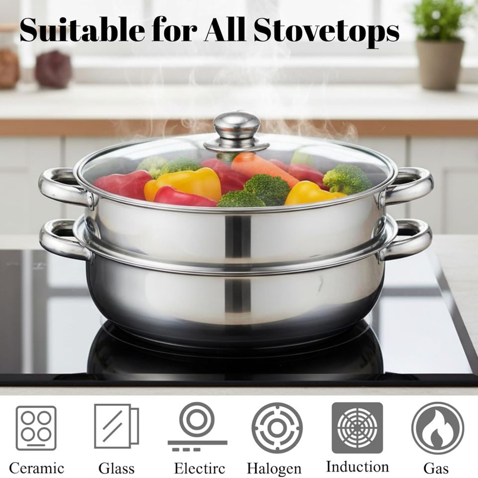 Dual-Purpose Stainless Steel Multi-Layer Electromagnetic Soup Steam Pot with Metal Construction - Wholesale Promotion