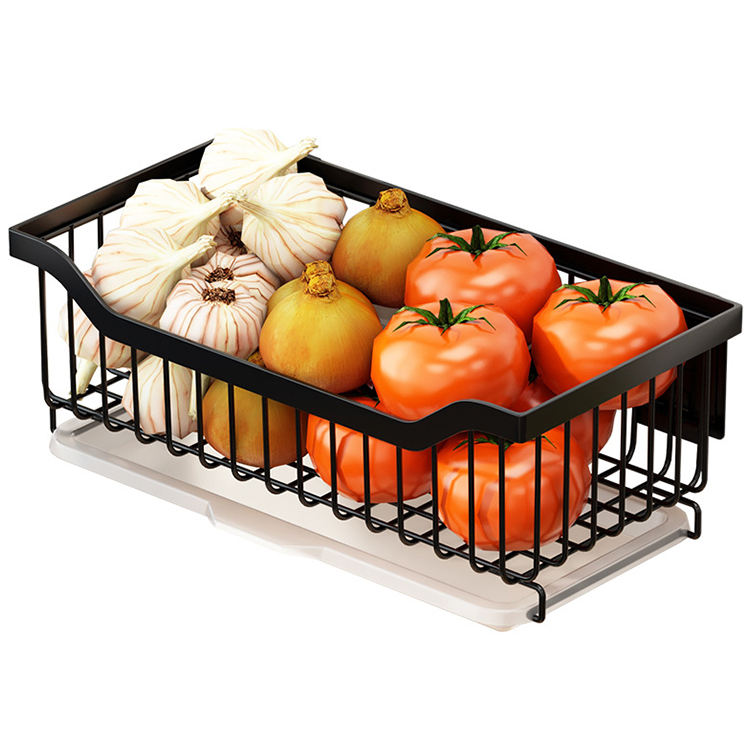 Kitchen Wall-Mounted Fruit and Vegetable Storage Basket with Water Tray