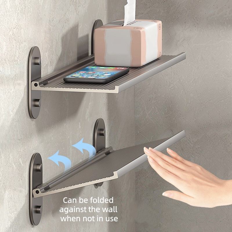 Modern Aluminum Non-Folding Bathroom Shelf Wall Shelf for Toilets Showers Space-Saving Bathroom Organizer